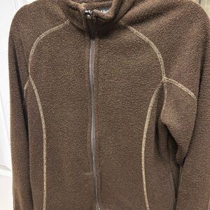 Kuhl Chocolate Brown Fleece Alfpaca full zip Jacket womens size medium